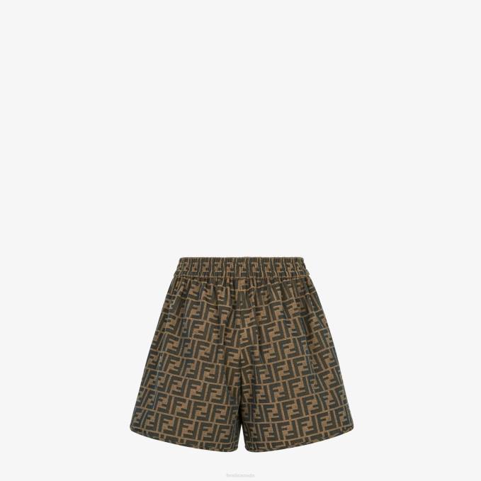 Women Canvas Shorts Brown Fendi Apparel 6RHH978