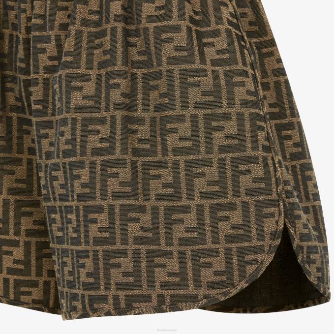 Women Canvas Shorts Brown Fendi Apparel 6RHH978