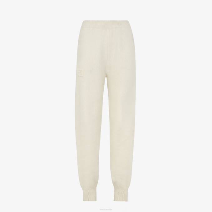Women Cashmere Pants White Fendi Apparel 6RHH1188