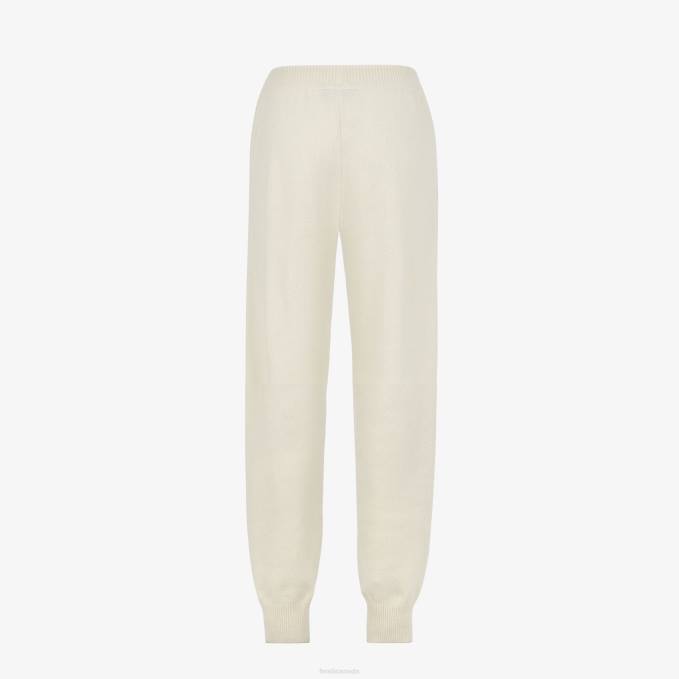 Women Cashmere Pants White Fendi Apparel 6RHH1188