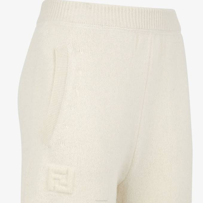Women Cashmere Pants White Fendi Apparel 6RHH1188