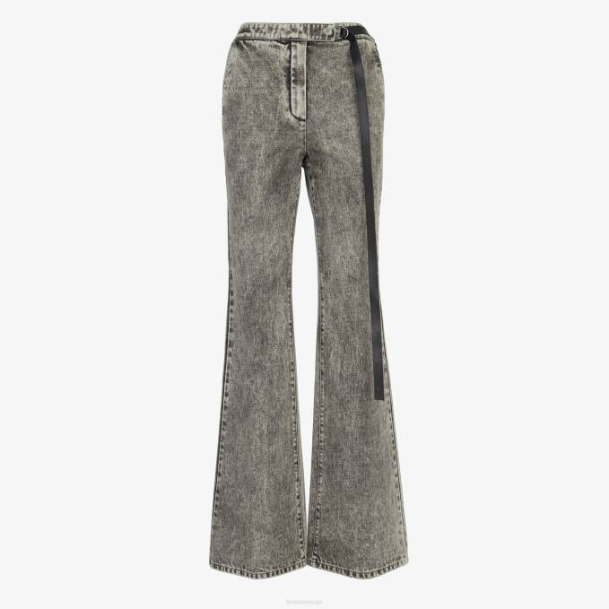 Women Denim Pants Black Fendi Apparel 6RHH1098