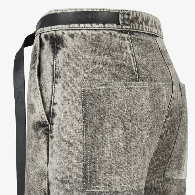 Women Denim Pants Black Fendi Apparel 6RHH1098