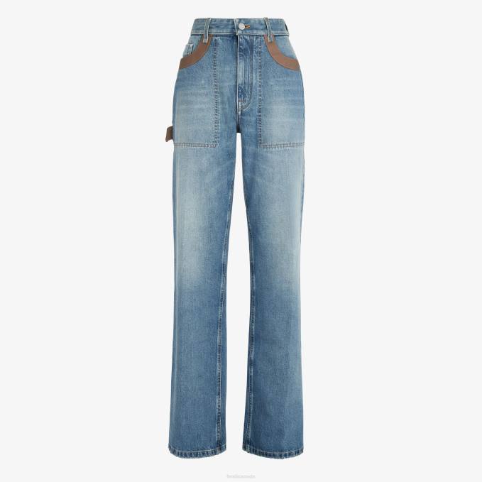 Women Denim Pants Blue Fendi Apparel 6RHH1095