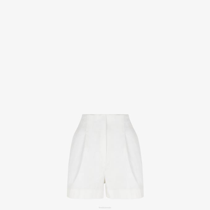Women Denim Shorts White Fendi Apparel 6RHH1229
