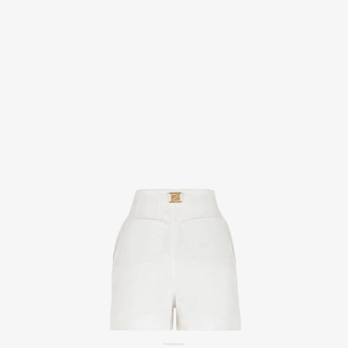 Women Denim Shorts White Fendi Apparel 6RHH1229