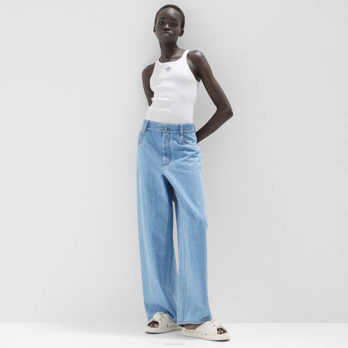 Women Denim Trousers Blue Fendi Apparel 6RHH937