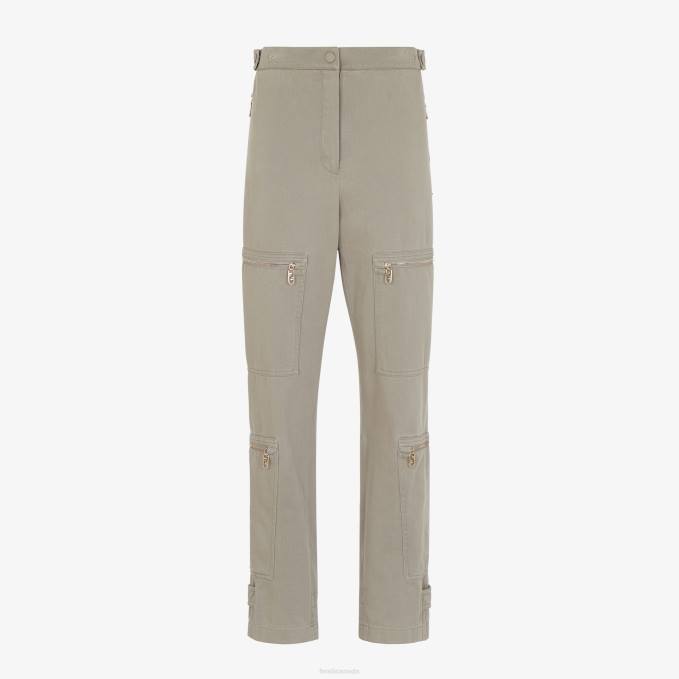 Women Dove Drill Pants Beige Fendi Apparel 6RHH1191