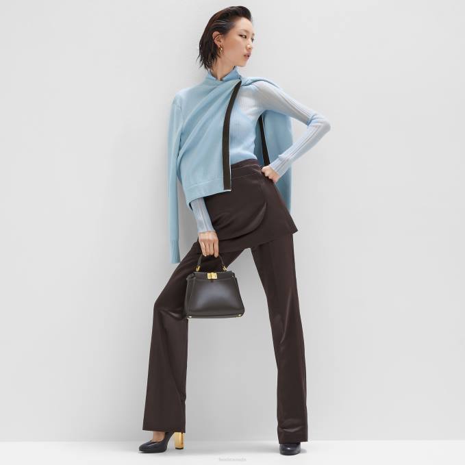 Women Duchess Satin Pants Brown Fendi Apparel 6RHH998