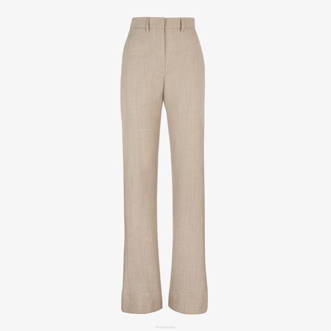 Women Flannel Pants Beige Fendi Apparel 6RHH952