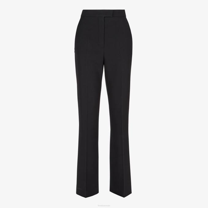 Women Grain De Poudre Wool Pants Black Fendi Apparel 6RHH1008