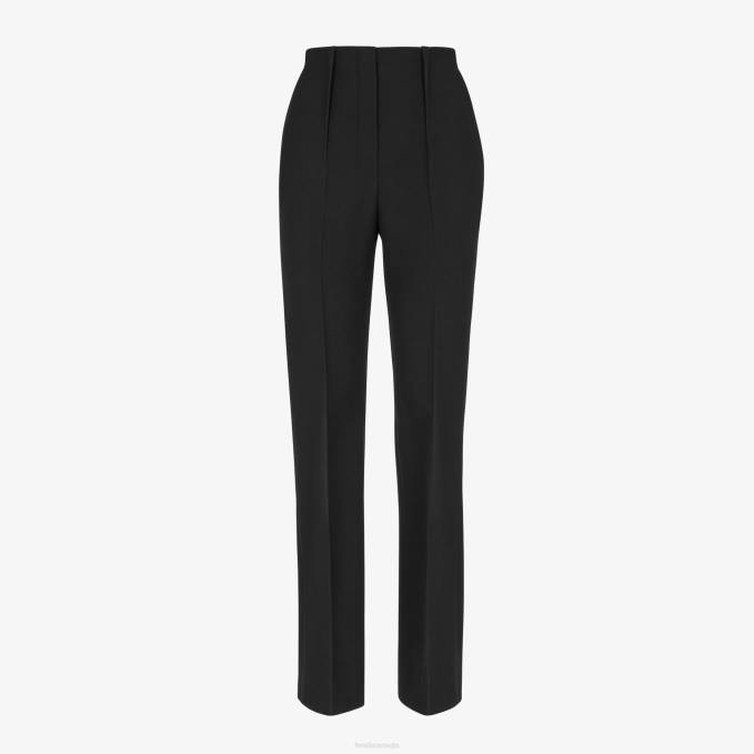 Women Grain De Poudre Wool Pants Black Fendi Apparel 6RHH1211
