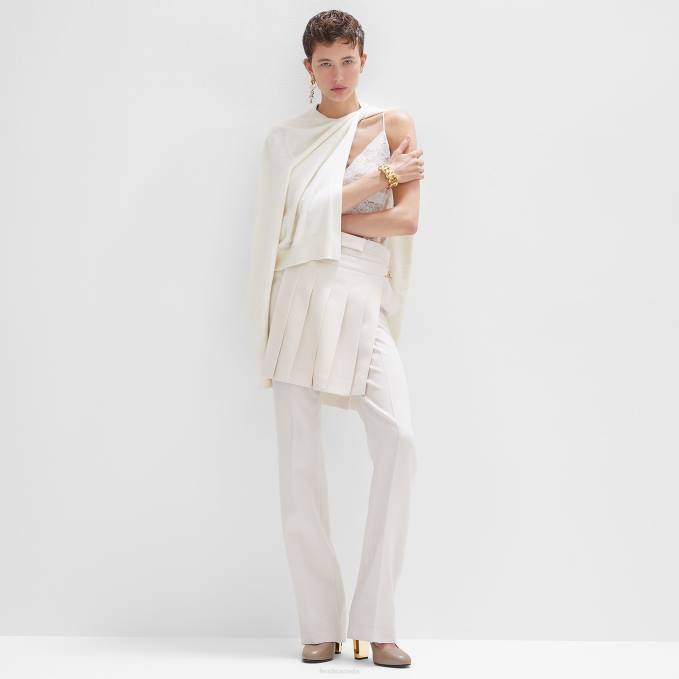 Women Grain De Poudre Wool Pants White Fendi Apparel 6RHH948