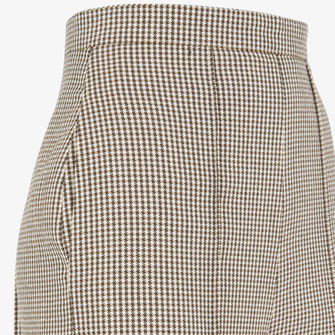 Women Houndstooth Wool Pants Beige Fendi Apparel 6RHH1221