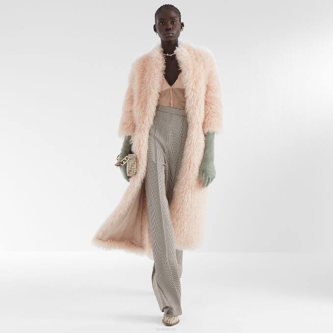 Women Houndstooth Wool Pants Beige Fendi Apparel 6RHH1221