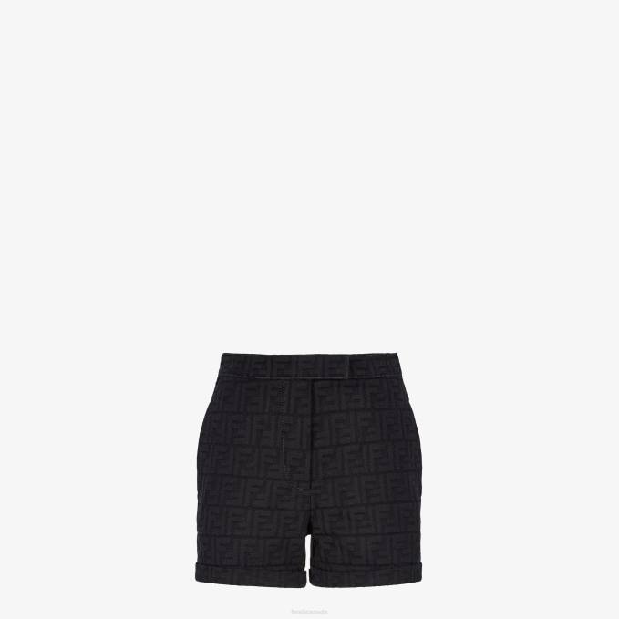 Women Jacquard Denim Shorts Blue Fendi Apparel 6RHH932