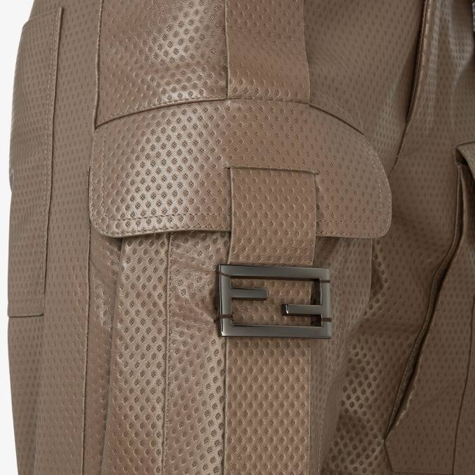Women Leather Pants Brown Fendi Apparel 6RHH1075