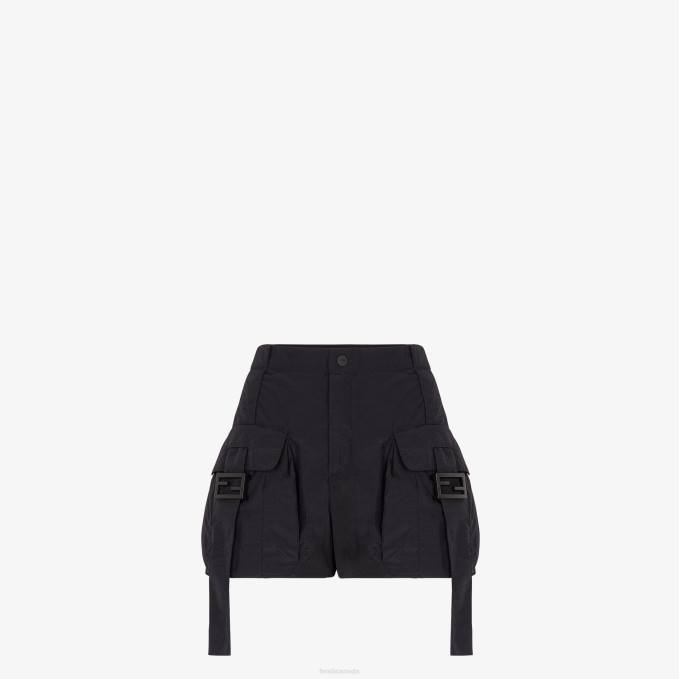 Women Nylon Shorts Black Fendi Apparel 6RHH1076