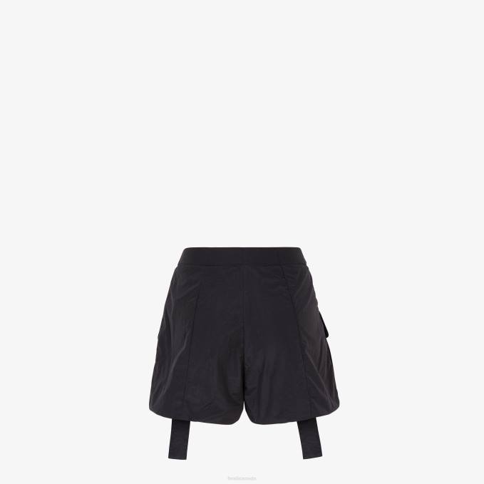 Women Nylon Shorts Black Fendi Apparel 6RHH1076