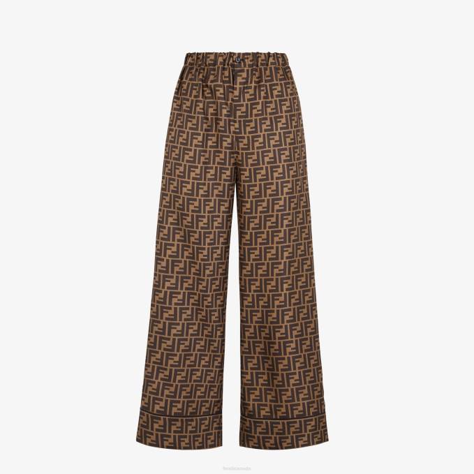 Women Pants In Twill Brown Fendi Apparel 6RHH1077