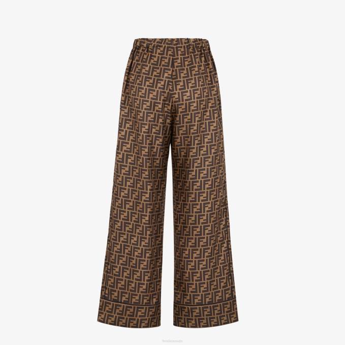 Women Pants In Twill Brown Fendi Apparel 6RHH1077
