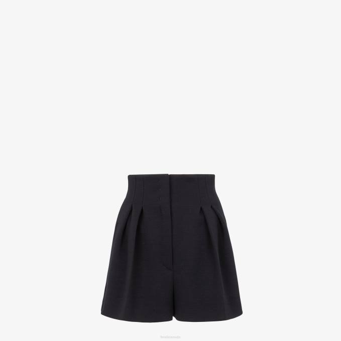 Women Pique Shorts Black Fendi Apparel 6RHH1243