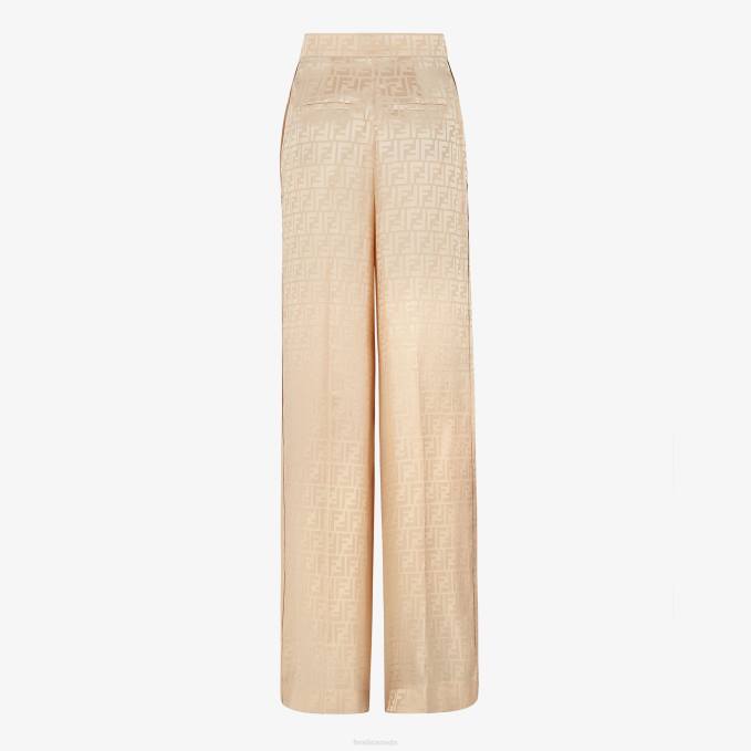 Women Silk Pants Beige Fendi Apparel 6RHH969