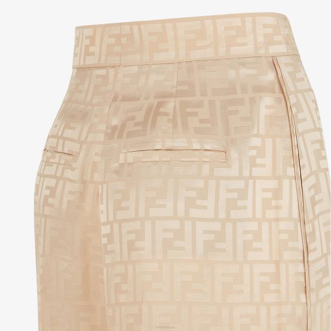 Women Silk Pants Beige Fendi Apparel 6RHH969