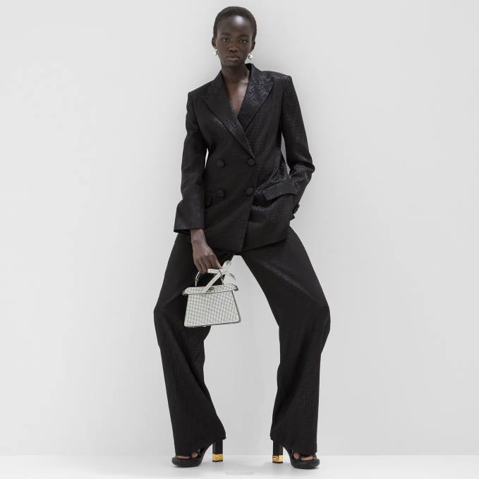 Women Silk Pants Black Fendi Apparel 6RHH996