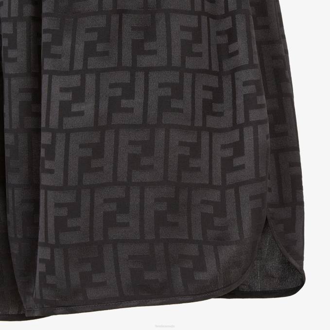 Women Silk Shorts Black Fendi Apparel 6RHH1013