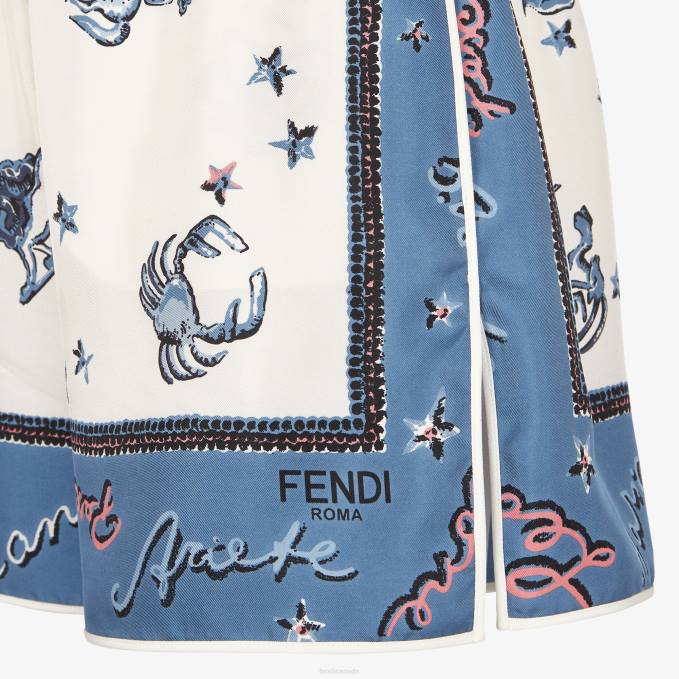 Women Silk Shorts Blue Fendi Apparel 6RHH984