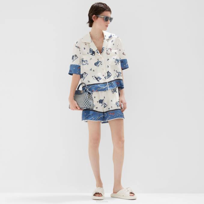 Women Silk Shorts Blue Fendi Apparel 6RHH984