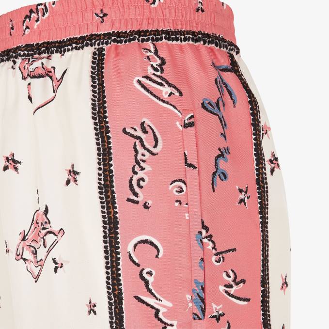 Women Silk Trousers Pink Fendi Apparel 6RHH1038