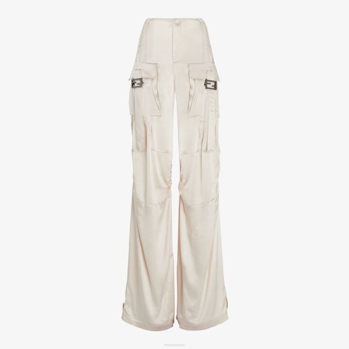 Women Viscose Pants Beige Fendi Apparel 6RHH1067