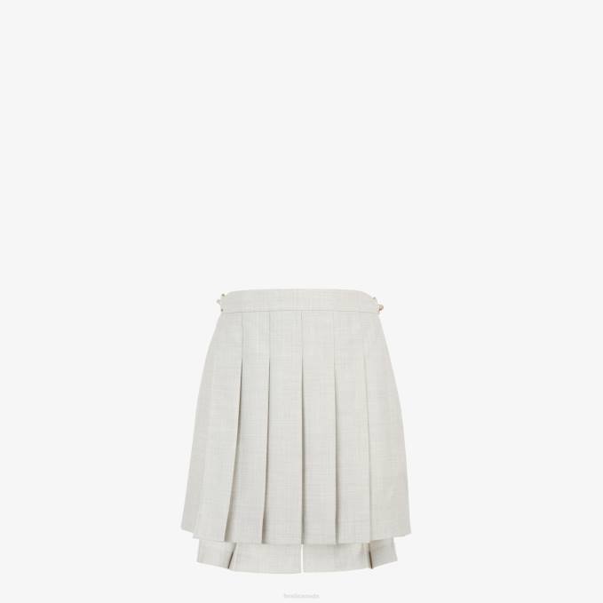 Women Wool Shorts White Fendi Apparel 6RHH991