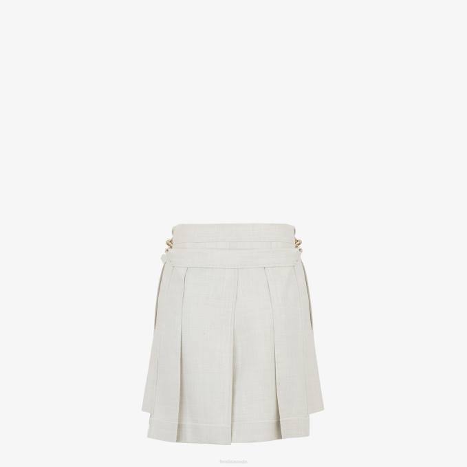 Women Wool Shorts White Fendi Apparel 6RHH991