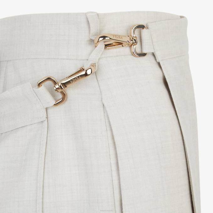 Women Wool Shorts White Fendi Apparel 6RHH991