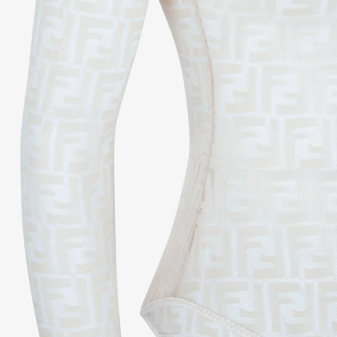 Women Lace Bodysuit White Fendi Apparel 6RHH1128