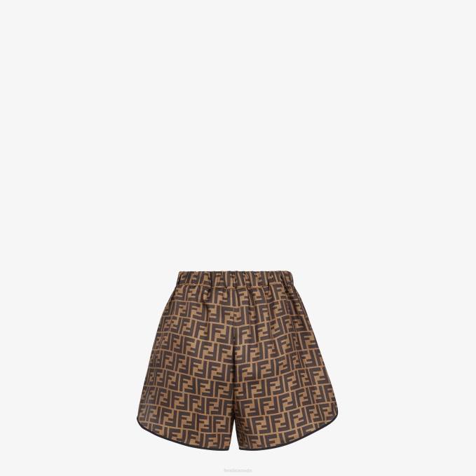 Women Silk Pajamas Brown Fendi Apparel 6RHH1063