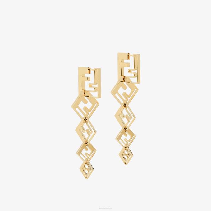 Women Metal Earrings Gold Fendi Jewelry 6RHH1607