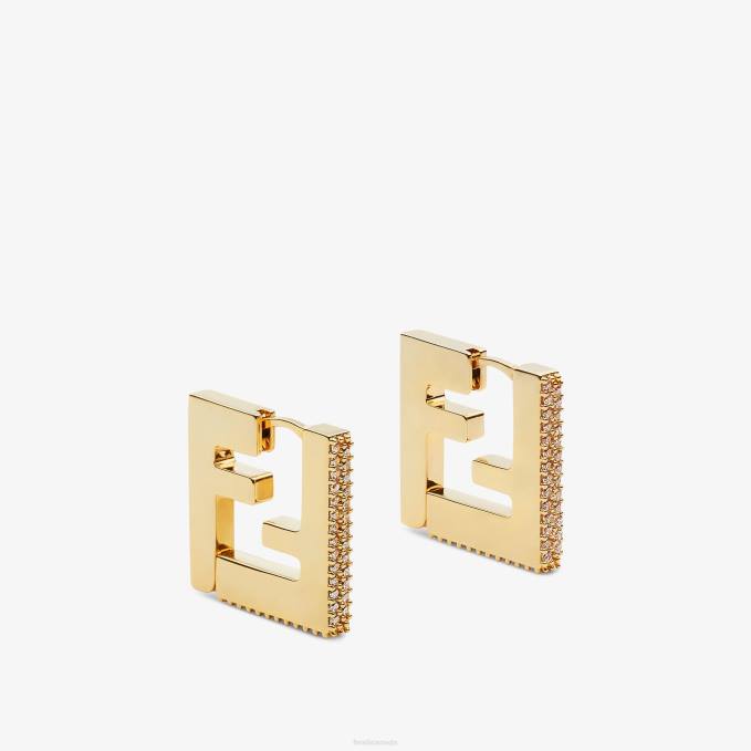 Women Metal Earrings Gold Fendi Jewelry 6RHH1613