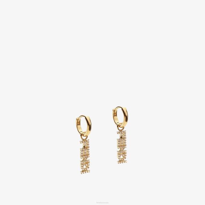 Women Signature Earrings Gold Fendi Jewelry 6RHH1624