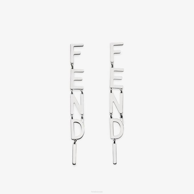 Women Signature Earrings Silver Fendi Jewelry 6RHH1625