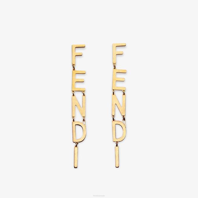 Women Vintage -Earrings Gold Fendi Jewelry 6RHH1694
