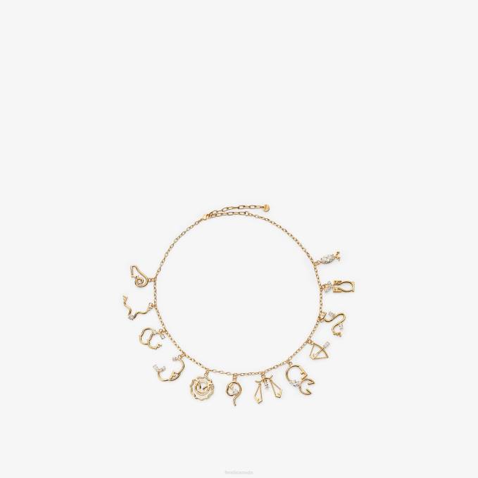 Women Astrology Necklace Gold Fendi Jewelry 6RHH1632