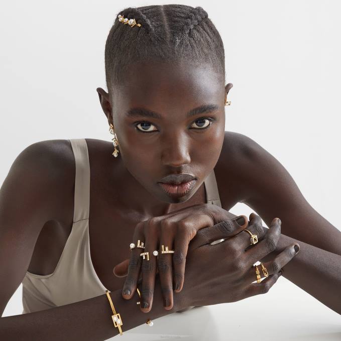 Women Baguette Ring Ring Gold Fendi Jewelry 6RHH1717