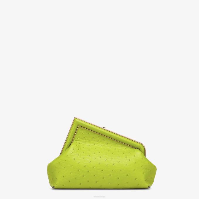 Women Acid Ostrich Leather Bag Green Fendi Accessories 6RHH894
