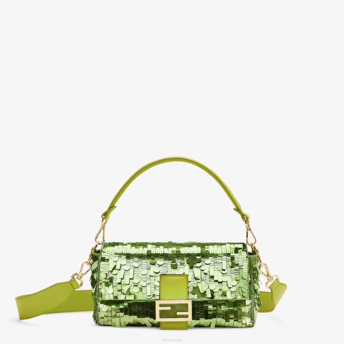 Women Acid Sequin And Leather Bag Green Fendi Accessories 6RHH792
