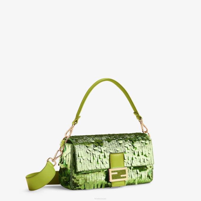 Women Acid Sequin And Leather Bag Green Fendi Accessories 6RHH792