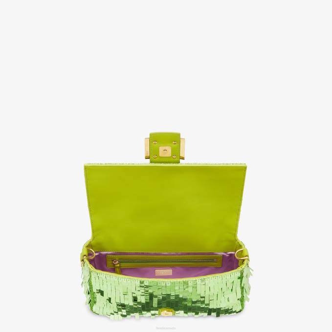 Women Acid Sequin And Leather Bag Green Fendi Accessories 6RHH792